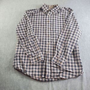 LL Bean Shirt Mens Large Reg Blue Plaid Wrinkle- Resistant Long Sleeve Button Up